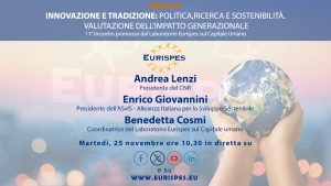 “Innovazione e tradizione: politica, ricerca e sostenibilità. Valutazione dell’impatto generazionale”  | 11° Incontro promosso dal Laboratorio Eurispes sul Capitale Umano
