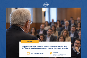 Il Presidente dell'Eurispe, Prof. Gian Maria Fara, prensenta il Rapporto Italia 2026 alla Scuola di Perfezionamento per le Forze di Polizia